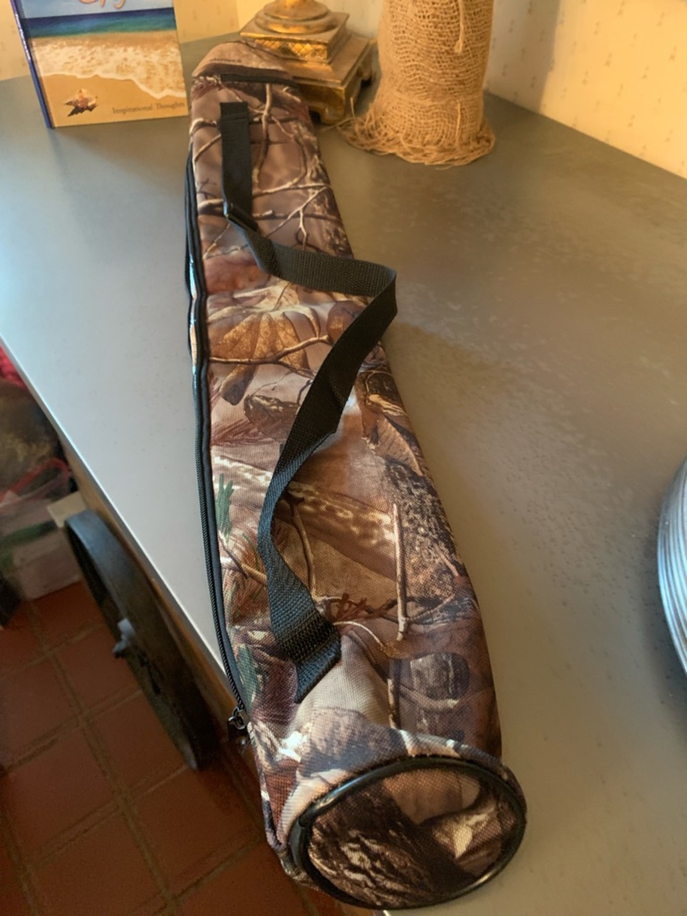 REALTREE camouflage insulated can drink holder, GREEN and BROWN, SILVER lining.